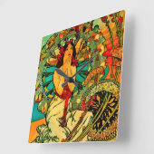 モナコモンテカルロポスターバイアルフォンスミュシャ スクエア壁時計 (傾斜)