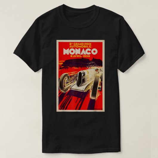 モナコヴィンテージグランプリ1930レースカーポスター Tシャツ (デザイン正面)
