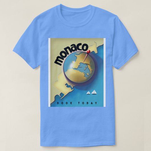 モナコヴィンテージスタイル旅行ポスター Tシャツ (デザイン正面)