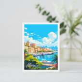 モナコヴィンテージトラベルプレイスイラストレーション ポストカード (スタンド正面)