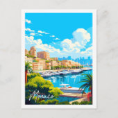モナコヴィンテージトラベルプレイスイラストレーション ポストカード (正面)