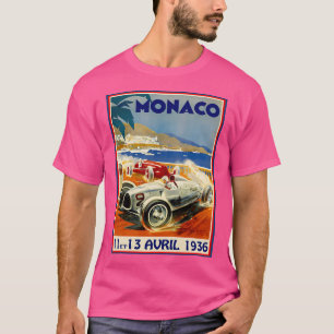 モナコヴィンテージ1936グランプリオートレースプリント Tシャツ