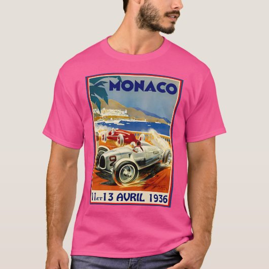 モナコヴィンテージ1936グランプリオートレースプリント Tシャツ (正面)