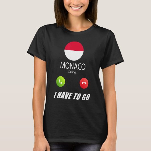 モナコ国旗の土産モナコが電話している Tシャツ (正面)