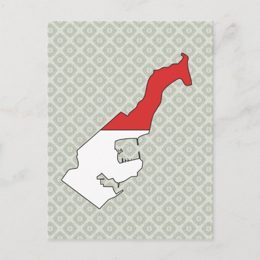 モナコ国旗の地図フルサイズ ポストカード (正面)