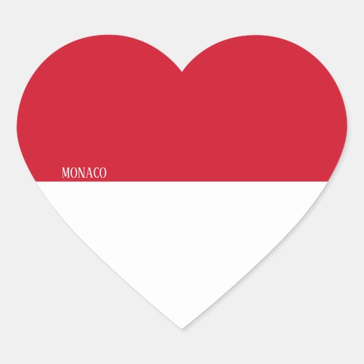 モナコ国旗の輝かしい愛国心 ハートシール (正面)