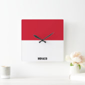 モナコ国旗の輝く愛国心 スクエア壁時計 (ホーム)