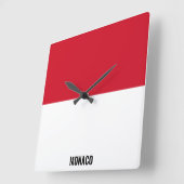 モナコ国旗の輝く愛国心 スクエア壁時計 (傾斜)