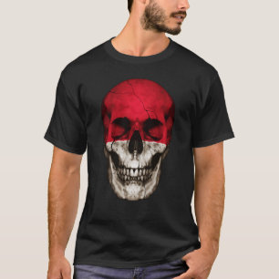 モナコ国旗スカルモナカンルーツパトリオ誇りを持ったチック Tシャツ