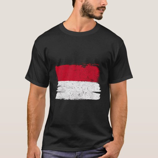 モナコ国旗プライド友情誇りを持った平和レトロヴィン Tシャツ (正面)