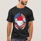 モナコ国旗誇りを持ったアメリカンオブマイモナカン伝統 Tシャツ (正面)
