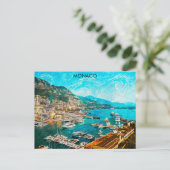 モナコ油絵を描イラストレーション旅行港 ポストカード (スタンド正面)