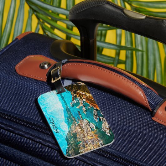 モナコ油絵を描イラストレーション旅行港 ラゲッジタグ (正面インサイチュ1)