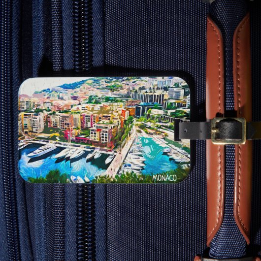 モナコ油絵を描マリーナヨットポート ラゲッジタグ (正面インサイチュ4)