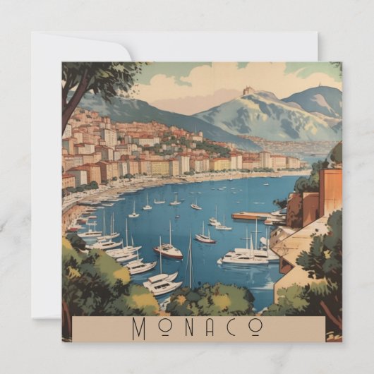 モナコ港を見下ろすヴィンテージ旅行のポスター (正面)