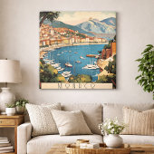モナコ港を見下ろすヴィンテージ旅行のポスター キャンバスプリント