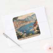 モナコ港を見下ろすヴィンテージ旅行のポスター スクエアシール (封筒)