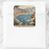 モナコ港を見下ろすヴィンテージ旅行のポスター スクエアシール (バッグ)