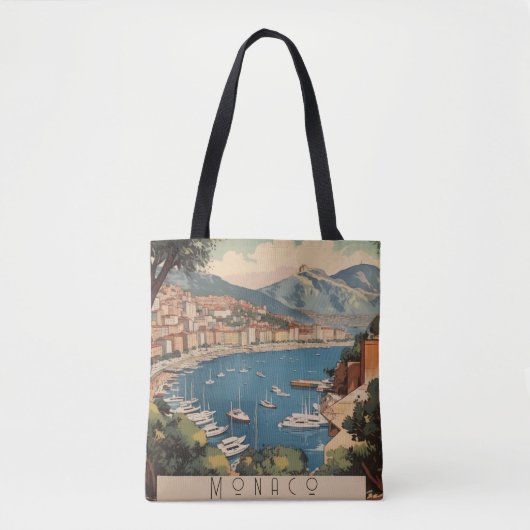モナコ港を見下ろすヴィンテージ旅行のポスター トートバッグ (正面)