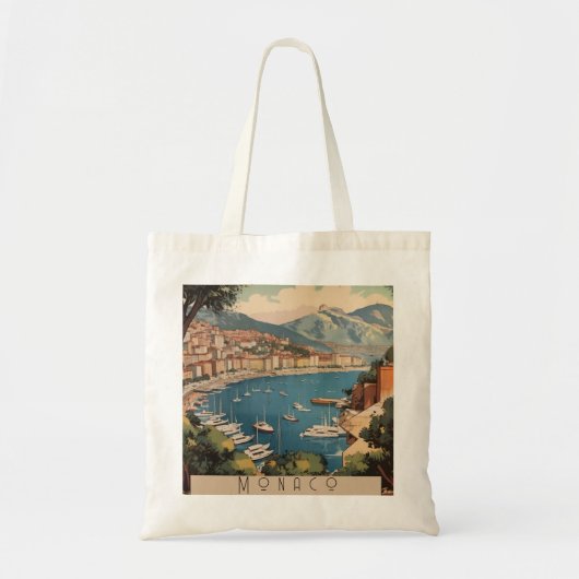 モナコ港を見下ろすヴィンテージ旅行のポスター トートバッグ (正面)