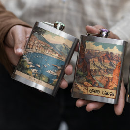 モナコ港を見下ろすヴィンテージ旅行のポスター フラスク