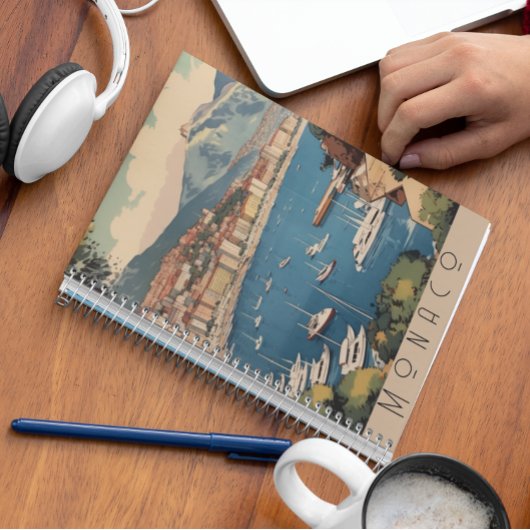 モナコ港を見下ろすヴィンテージ旅行のポスター プランナー手帳