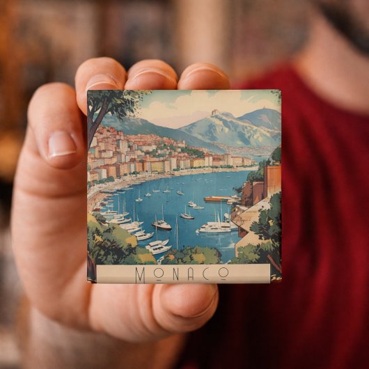 モナコ港を見下ろすヴィンテージ旅行のポスター マグネット