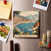 モナコ港を見下ろすヴィンテージ旅行のポスター マグネット