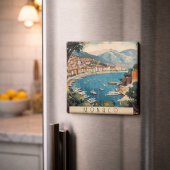 モナコ港を見下ろすヴィンテージ旅行のポスター マグネット