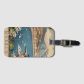 モナコ港を見下ろすヴィンテージ旅行のポスター ラゲッジタグ (正面横)