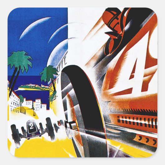 モナコ1931グランプリ – ヴィンテージレースのポスター スクエアシール (正面)