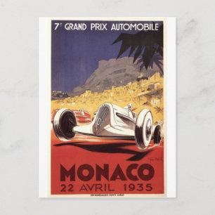 モナコ1935グランプリのポスターデザイン ポストカード