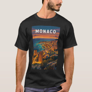 モナコ イラスト トラベル アート ヴィンテージ Tシャツ