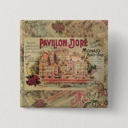モナコ ファンシー ヴィンテージ フレンチリビエラ フランス 缶バッジ (正面)