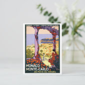 モナコ。 モンテカルロ ヴィンテージ トラベル ポスター 修復済み ポストカード (スタンド正面)