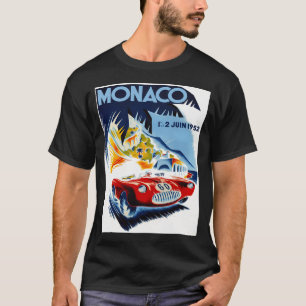 モナコ レトロ 1952 グランプリ 自動車 レース プリント Tシャツ