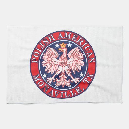 モナビルテキサス州ポーランドアメリカンイーグル キッチンタオル (横)