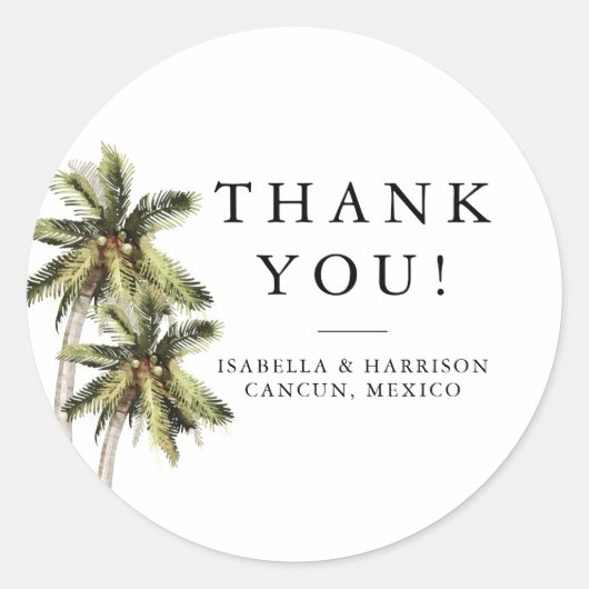 モナミニマリストパームツリービーチ海 ラウンドシール (正面)