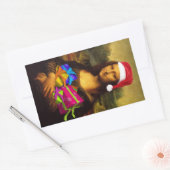 モナリサア来スサンタクロース 長方形シール (封筒)