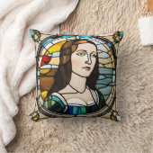モナリサステンドグラスアートスタイル クッション (ブランケット)