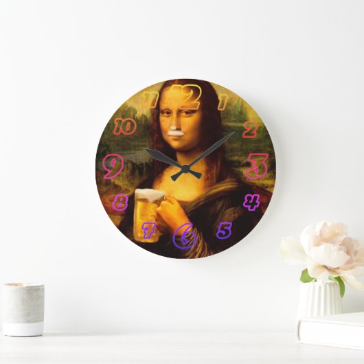 モナリサ飲みビアビール愛好家 ラージ壁時計 (ホーム)