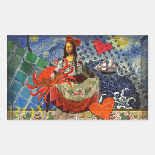 モナリザおもしろい〔占星術の〕十二宮図 お洒落 長方形シール (正面)