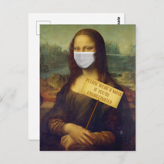 モナリザがマスクを衣服して下さい ポストカード (正面/裏面)