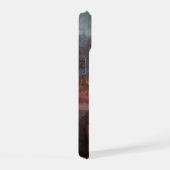 モナリザが灰色の泡ガムを膨らます iPhone 15ケース (右側面)