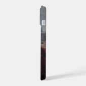 モナリザが灰色の泡ガムを膨らます iPhone 15ケース (左側面)