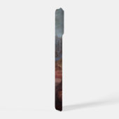 モナリザが灰色の泡ガムを膨らます iPhone 15ケース (右側面)