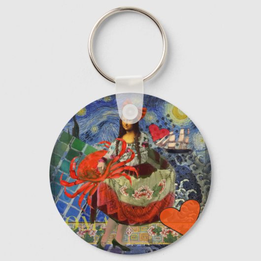 モナリザとカニ キーホルダー (正面)