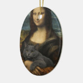 モナリザと優雅な灰色の猫 セラミックオーナメント (左)