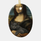 モナリザと優雅な灰色の猫 セラミックオーナメント (裏面)