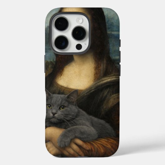 モナリザと優雅な灰色の猫 Case-Mate iPhoneケース (裏面)